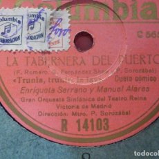 Discos de pizarra: DISCO DE PIZARRA COLUMBIA R 14103 - LA TABERNERA DEL PUERTO - PEPITA EMBIL TEATRO REINA VICTORIA MAD. Lote 190042395