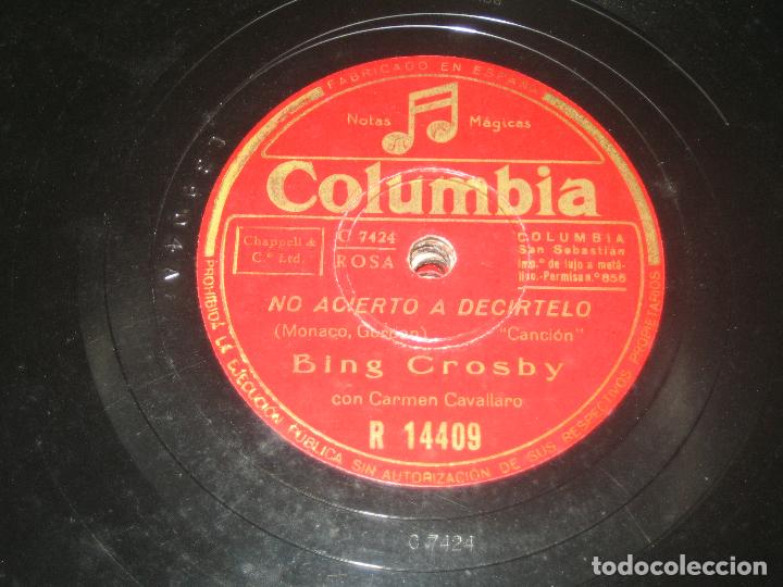 Discos de pizarra: BING CROSBY - NO ACIERTO A DECIRTELO - SYMPHONY - Foto 1