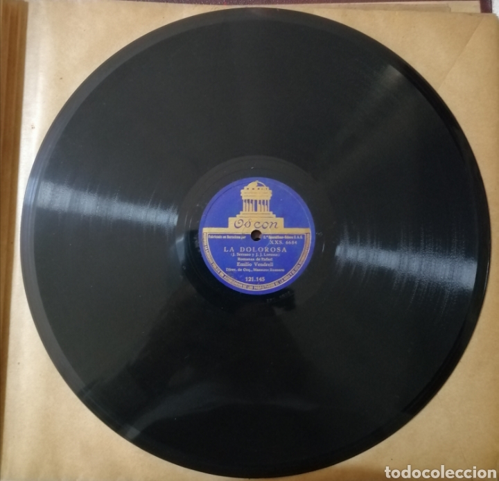 Discos de pizarra: 78 rpm Disco de pizarra. La dolorosa. Odeon - Foto 2