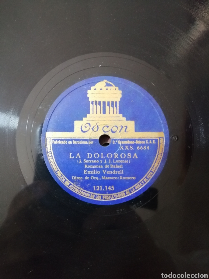 Discos de pizarra: 78 rpm Disco de pizarra. La dolorosa. Odeon - Foto 4