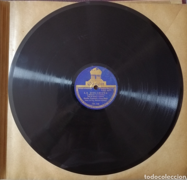 Discos de pizarra: 78 rpm Disco de pizarra. La dolorosa. Odeon - Foto 1