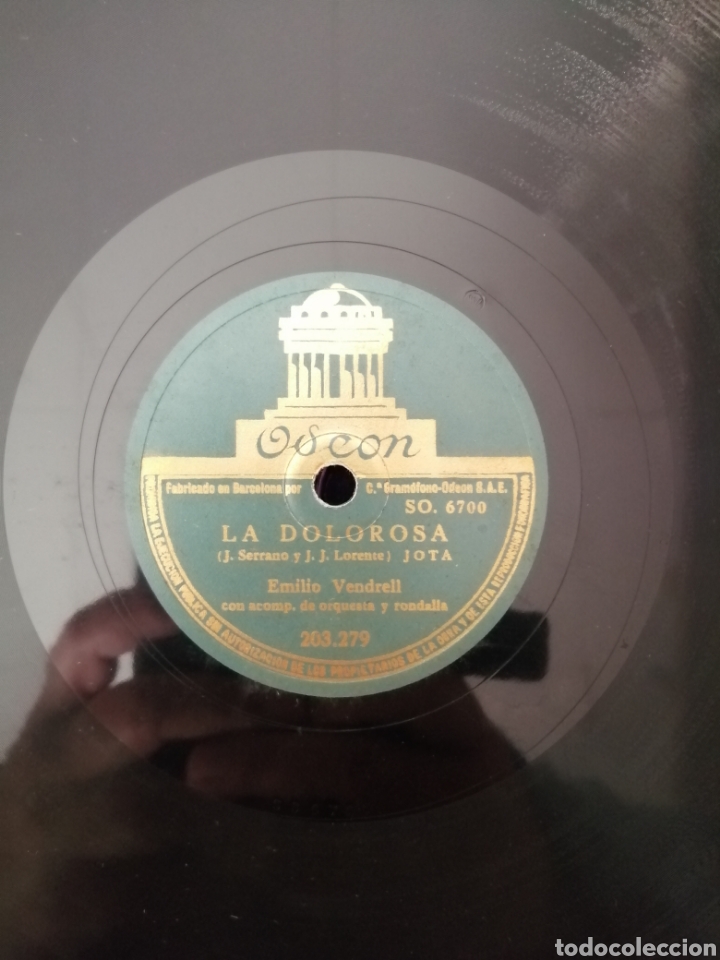Discos de pizarra: 78 rpm Disco de pizarra. La dolorosa. Odeon - Foto 3