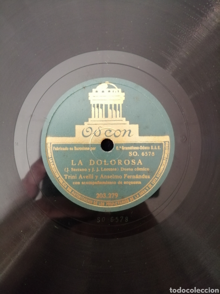 Discos de pizarra: 78 rpm Disco de pizarra. La dolorosa. Odeon - Foto 4