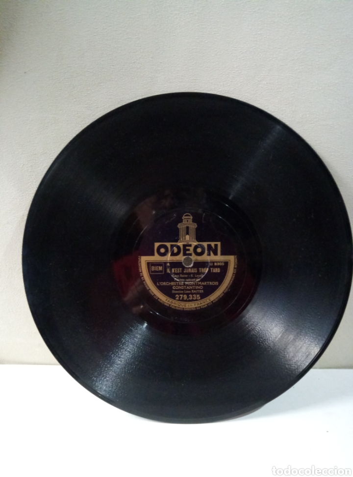 Discos de pizarra: Disco de pizarra Odeon fabriqu&eacute; en France - Foto 2