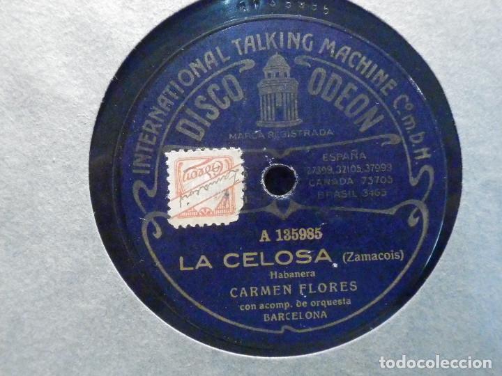 Discos de pizarra: PIZARRA DISCO ODEON A 135985, 135979 - CARMEN FLORES - LA CELOSA, Habanera - LA ESPAÑOLA