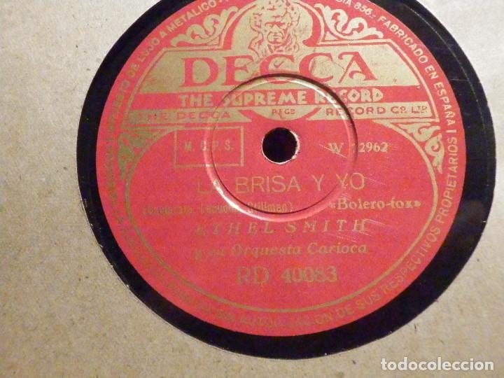 Discos de pizarra: PIZARRA Decca RD 40083 - La brisa y yo - Allá en el ranchp grande - Ethel Smit