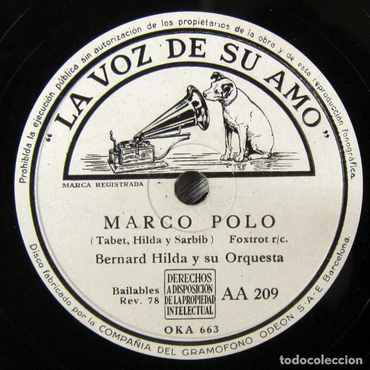 Discos de pizarra: BERNARD HILDA Y ORQUESTA - MARCO POLO / TU Y YO - FOXTROT - Foto 1