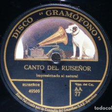 Discos de pizarra: DISCO 78 RPM - GRAMOFONO - CANTO DEL RUISEÑOR - AL NATURAL - RARO - BARCELONA - PIZARRA. Lote 200841346