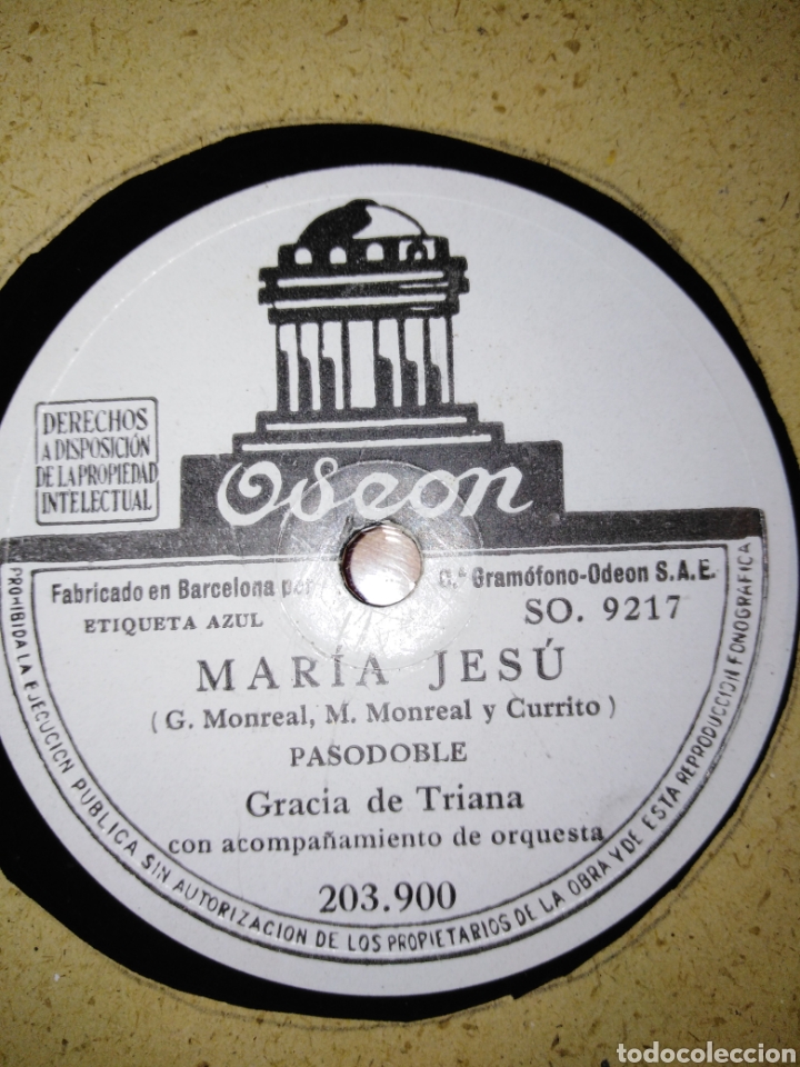 Discos de pizarra: GRACIA DE TRIANA-GITANOS RICOS-MARIA JESU - Foto 1