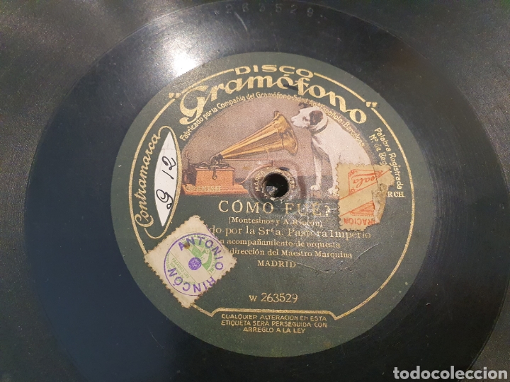 Discos de pizarra: 78 RPM Pastora Imperio - Foto 1