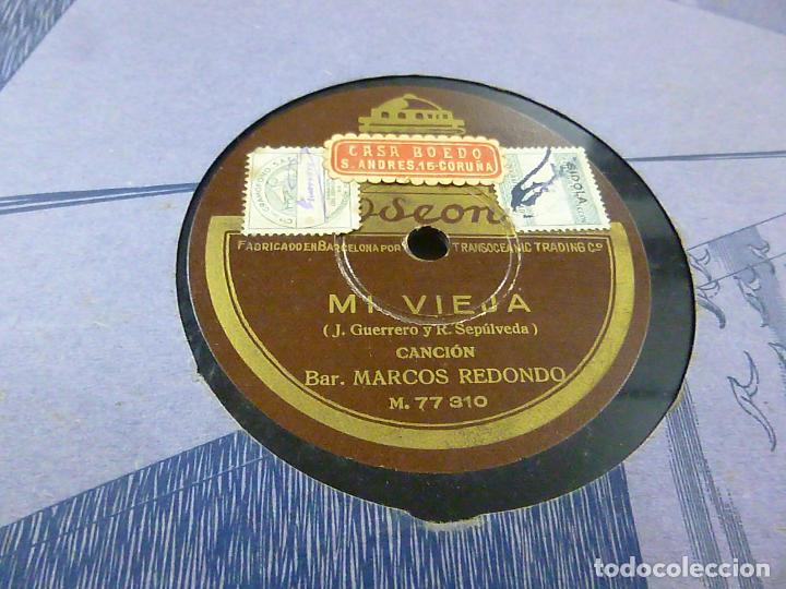 Discos de pizarra: MARCOS REDONDO - MI VIEJA /LOS CAMAGUEVANOS - ODEON -N - Foto 3