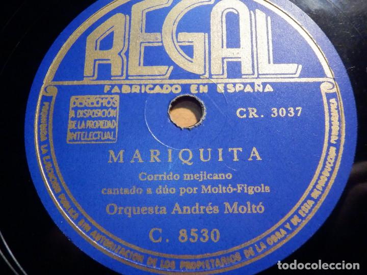 Discos de pizarra: Pizarra Regal C.8530 - Orquesta Andrés Moltó - Mariquita - ¡ Ay Caramba !