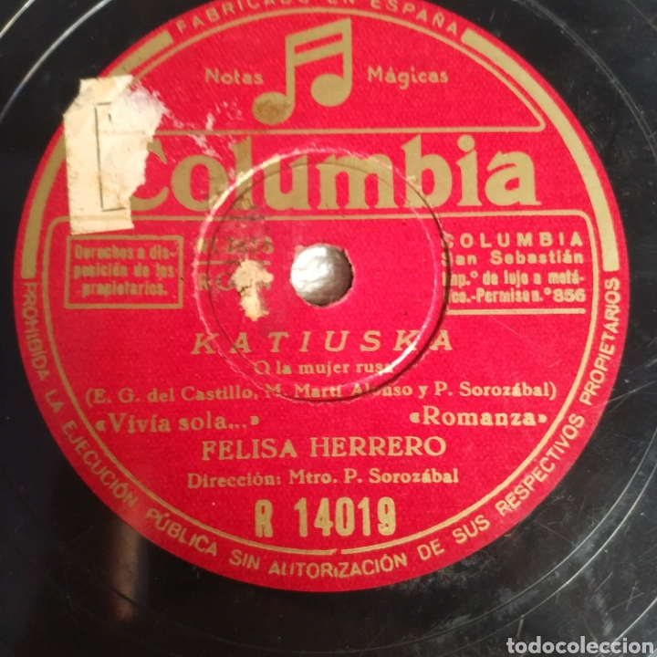 Discos de pizarra: Es delicada flor, viv&iacute;a sola, romanza. - Foto 2
