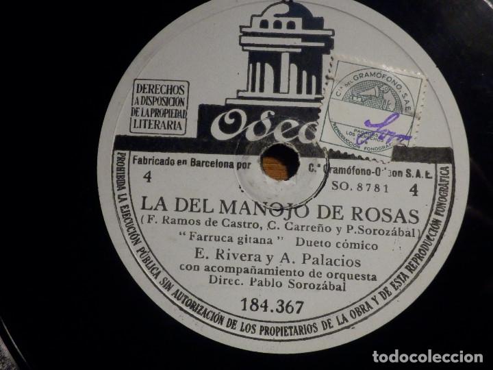 Discos de pizarra: ODEON 184.366 La del manojo de rosas, E Rivera, M&ordf; Teresa Planas, Farruca gitana, Romanza Ascensi&oacute;n - Foto 2