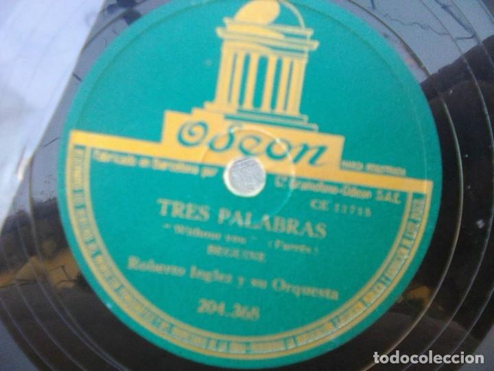 Discos de pizarra: Roberto Inglez - Tres palabras + dos sombras (Odeon, 1945) - Foto 1
