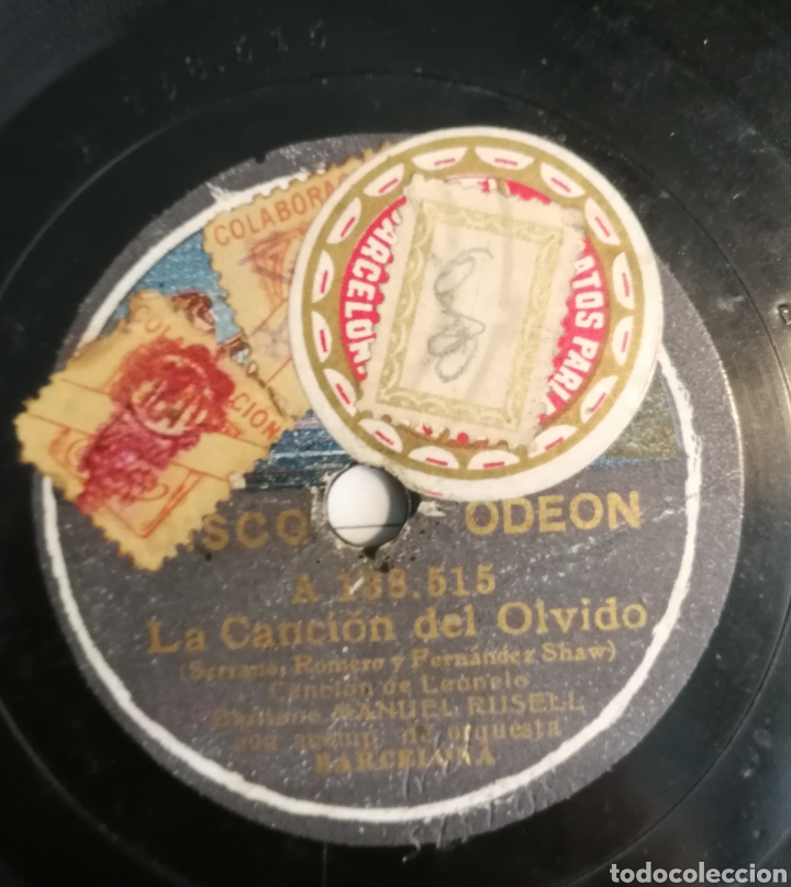Discos de pizarra: antiguo disco casa odeon. cancion del olvido orquestra de barcelona - Foto 6