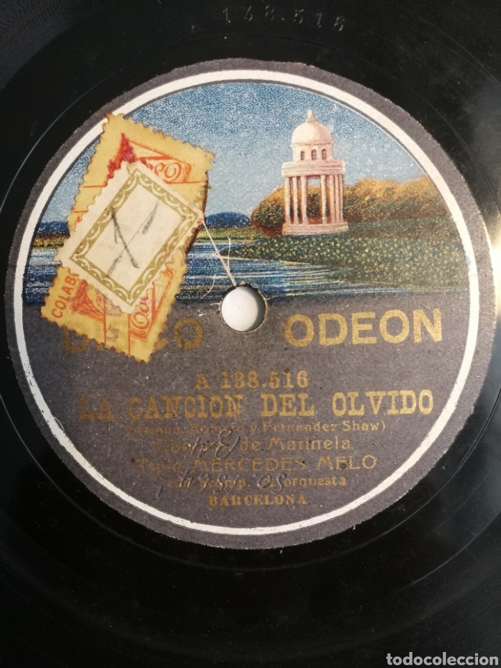 Discos de pizarra: antiguo disco casa odeon. cancion del olvido orquestra de barcelona - Foto 7