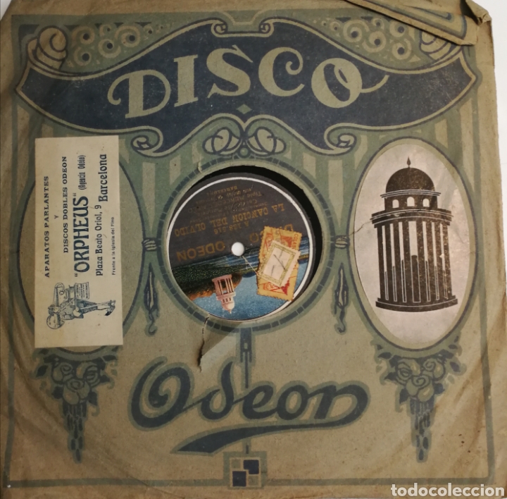 Discos de pizarra: antiguo disco casa odeon. cancion del olvido orquestra de barcelona - Foto 1