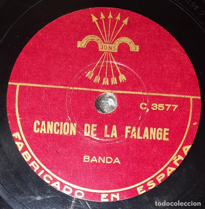 Discos de pizarra: DISCO 78 RPM - COLUMBIA - BANDA - COROS - CANCION DE LA FALANGE - JONS - ESPAÑA - RARO - PIZARRA - Foto 2 - 218472868
