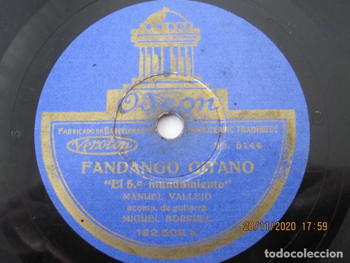 Discos de pizarra: DISCO PIZARRA MANUEL VALLEJO FANDANGO GITANO FANDANGO NUEVO - Foto 2