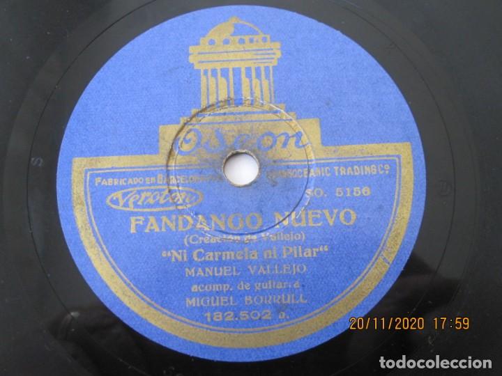 Discos de pizarra: DISCO PIZARRA MANUEL VALLEJO FANDANGO GITANO FANDANGO NUEVO - Foto 3
