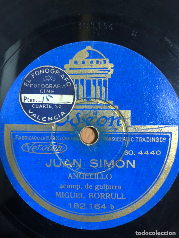 Discos de pizarra: Disco pizarra odeon Angelillo mi Carmen Juan Simon - Foto 2