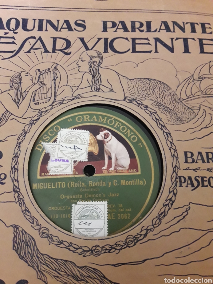 Discos de pizarra: Antiguo disco de pizarra, Orquesta Demon,s Jazz - Foto 2