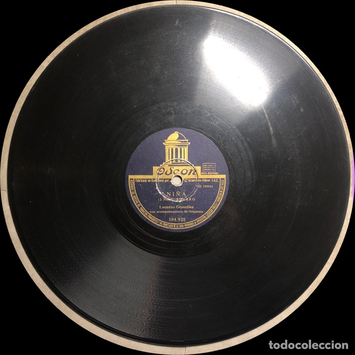Discos de pizarra: DISCO PIZARRA -ODEON- LORENZO GONZALEZ -NI&Ntilde;A -CABARETERA- 78 RPM - Foto 3