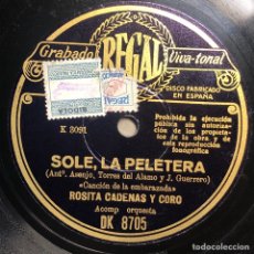 Dischi in gommalacca: DISCO PIZARRA -REGAL - ROSITA CADENA -SOLE ,LA PELETERA- 78 RPM