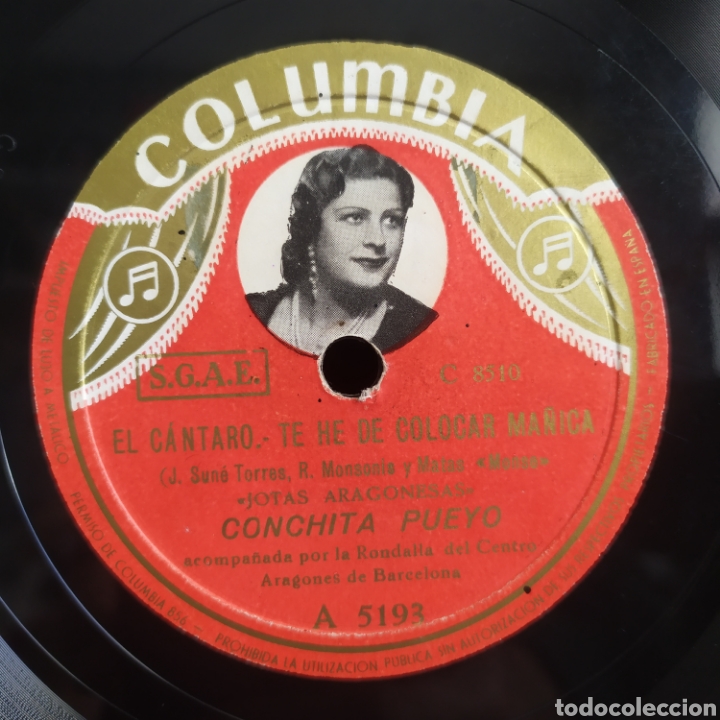 Discos de pizarra: Conchita Pueyo - El Cantaro / Al Que Es Baturro - Foto 2