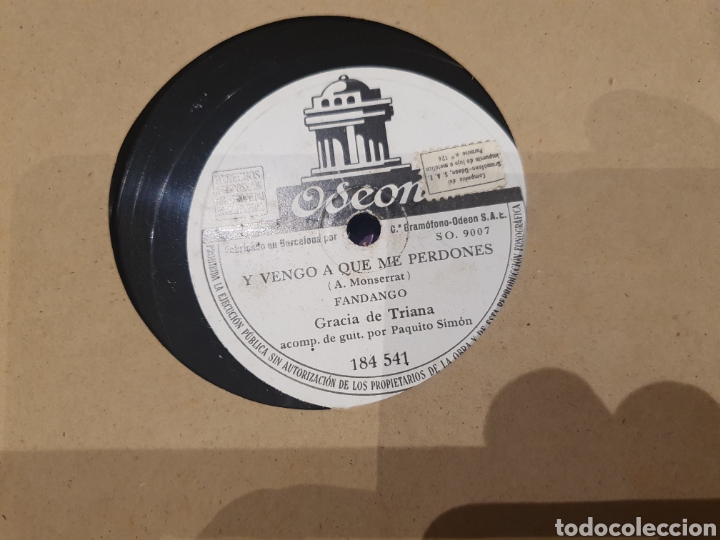 Discos de pizarra: 78 RPM GRACIA DE TRIANA - Foto 2