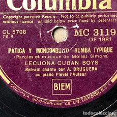 Dischi in gommalacca: 78 RPM - LECUONA CUBAN BOYS - COUBANAKAN / PATICA Y MONDONGUITO - RUMBA. Lote 248198680