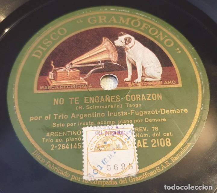 Discos de pizarra: Pizarra 78 rpm. Disco Gramófono AE 2108.TRIO ARGENTINO IRUSTA...Doña Rosario / No te engañes corazón - Foto 2 - 283711083