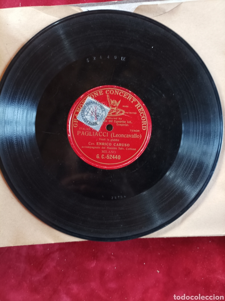Discos de pizarra: Enrico Caruso. Pagliacci Leoncaballo. Mil&aacute;n - Foto 2