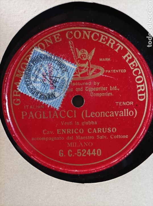 Discos de pizarra: Enrico Caruso. Pagliacci Leoncaballo. Mil&aacute;n - Foto 1