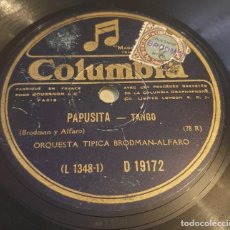 Discos de pizarra: DISCO PIZARRA.78 RPM. COLUMBIA D 19172. ORQUESTA TIPICA BRODMAN ALFARO. PAPUSITA / MALA JUNTA. Lote 286473638
