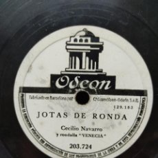 Discos de pizarra: DISCO PIZARRA ODEON JOTAS DE BAILE Y RONDA CECILIO NAVARRO Y RONDALLA VENECIA.203.724