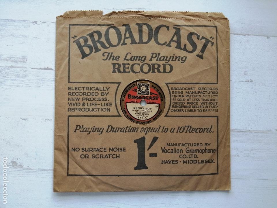 DISCO 78 RPM DE 10” BROADCAST - RAMON NEWTON - JAZZ - SONNY BOY - AL JOLSON - PIZARRA UK 1928 (Música - Discos - Pizarra - Jazz, Blues, R&B, Soul y Gospel)