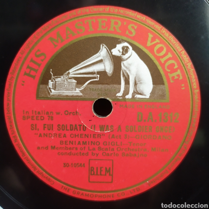 Discos de pizarra: Beniamino Gigli - I Pagliacci / Andrea Chenier 1943 - Foto 1