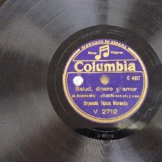 Discos de pizarra: DISCO 78 RPM - GRAMÓFONO - ORQUESTA TÍPICA MORANDO - SALUD, DINERO Y AMOR - COLUMBIA - PIZARRA. Lote 299223063