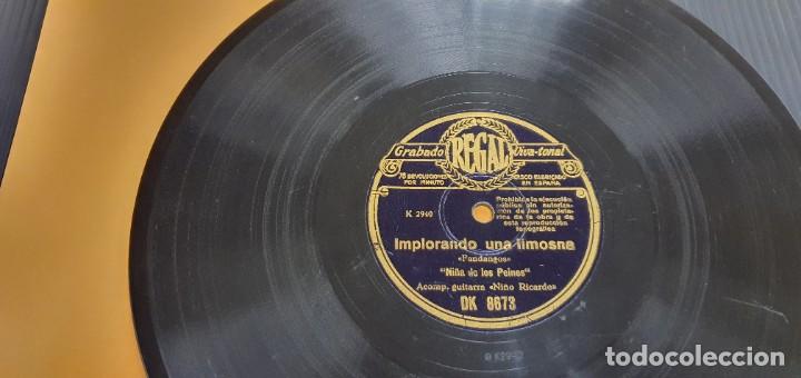 DISCO 78 RPM - GRAMÓFONO - NIÑA DE LOS PEINES - GUITARRA NIÑO RICARDO - REGAL - PIZARRA (Música - Discos - Pizarra - Flamenco, Canción española y Cuplé)