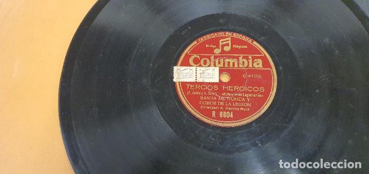 DISCO 78 RPM - GRAMÓFONO - BANDA Y COROS DE LA LEGIÓN - TERCIOS HEROICOS - COLUMBIA - PIZARRA (Música - Discos - Pizarra - Otros estilos)