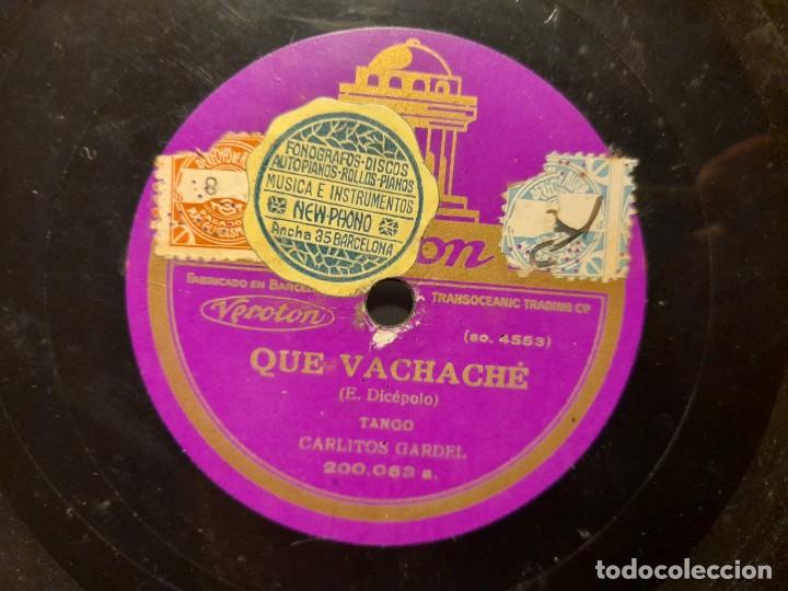 Discos de pizarra: DISCO DE PIZARRA DE CARLITOS GARDEL : TABERNERO + QUE VACHACHE - Foto 2
