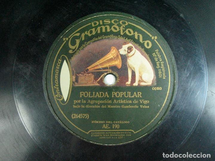 FOLIADA POPULAR / CANTO DE PANDEIRO. AGRUPACION ARTISTICA DE VIGO. GALICIA. VELAS. GRAMOFONO (Música - Discos - Pizarra - Flamenco, Canción española y Cuplé)