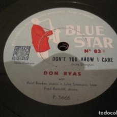 Discos de pizarra: PIZARRA 78 RPM DON BYAS BLUE STAR 83 FRANCE 1948 SHELLAC JAZZ. Lote 303503508