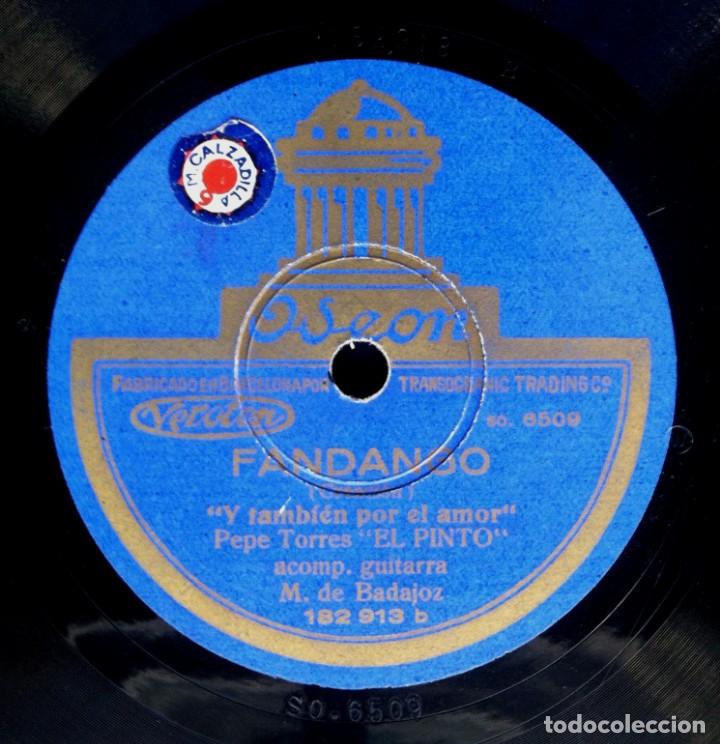 Discos de pizarra: PEPE TORRES - ”EL PINTO” Fandango / Guajiras - DISCO DE PIZARRA 10 - ODEON - Foto 2 - 304809698
