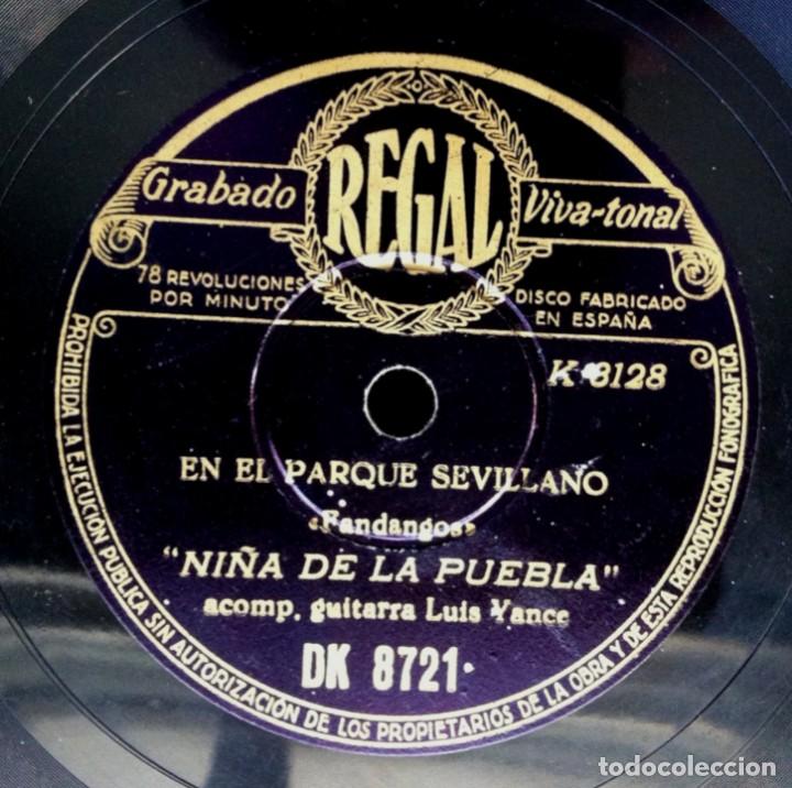 Discos de pizarra: NIÑA DE LA PUEBLA - En Los Pueblos de Mi Andalucia / En El parque Sevillano - PIZARRA 10 - REGAL - Foto 2 - 304810798