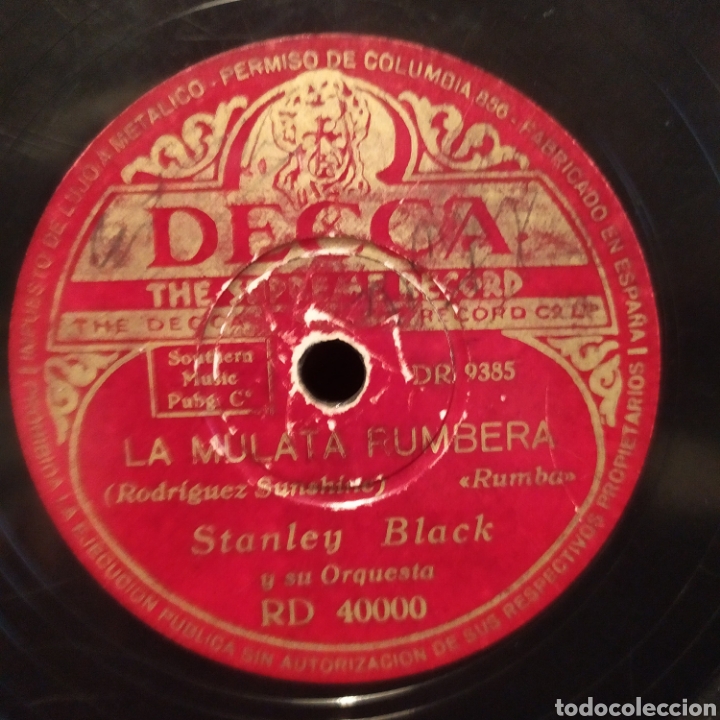 Discos de pizarra: Stanley Black Y Su Orquesta - Adios / La Mulata Rumbera 1946 - Foto 2