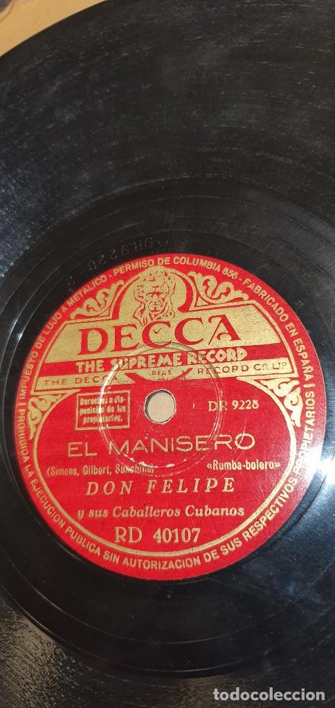 DISCO 78 RPM - GRAMÓFONO - DON FELIPE - EL MANISERO / LAMENTO ESCLAVO - DECCA - PIZARRA (Música - Discos - Pizarra - Solistas Melódicos y Bailables)