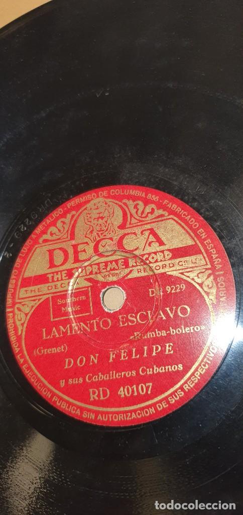 Discos de pizarra: DISCO 78 RPM - GRAMÓFONO - DON FELIPE - EL MANISERO / LAMENTO ESCLAVO - DECCA - PIZARRA - Foto 2 - 310756518
